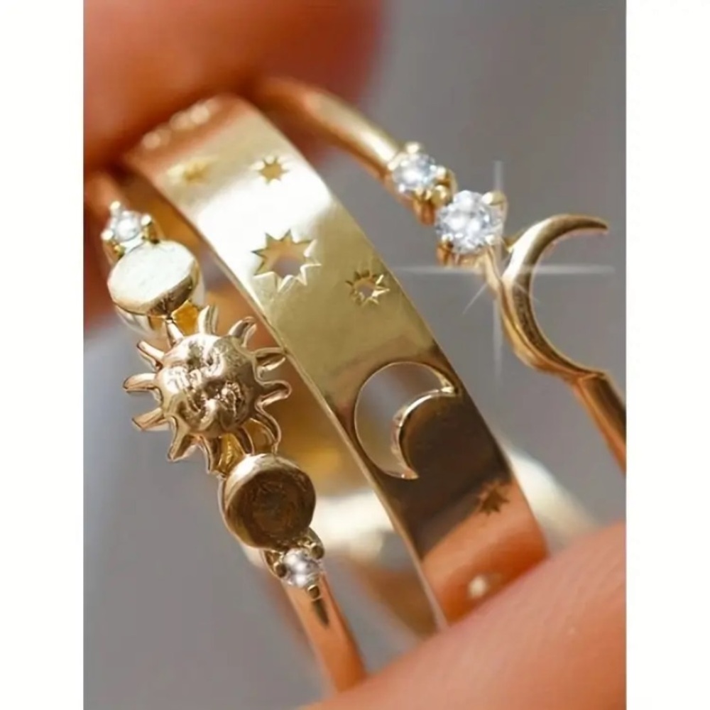 Stack Ring Elegant 18k Gold-Plated Celestial Ring… - image 1